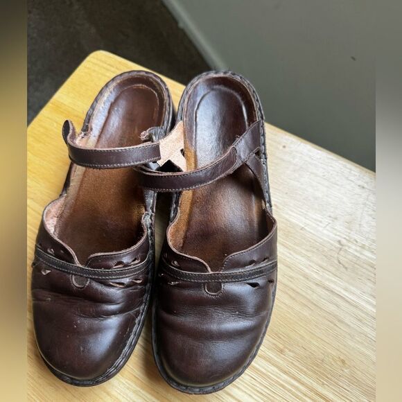 Vintage Y2K Nato Brown Leather Mary Jane Shoes Size 41 - Picture 1 of 7